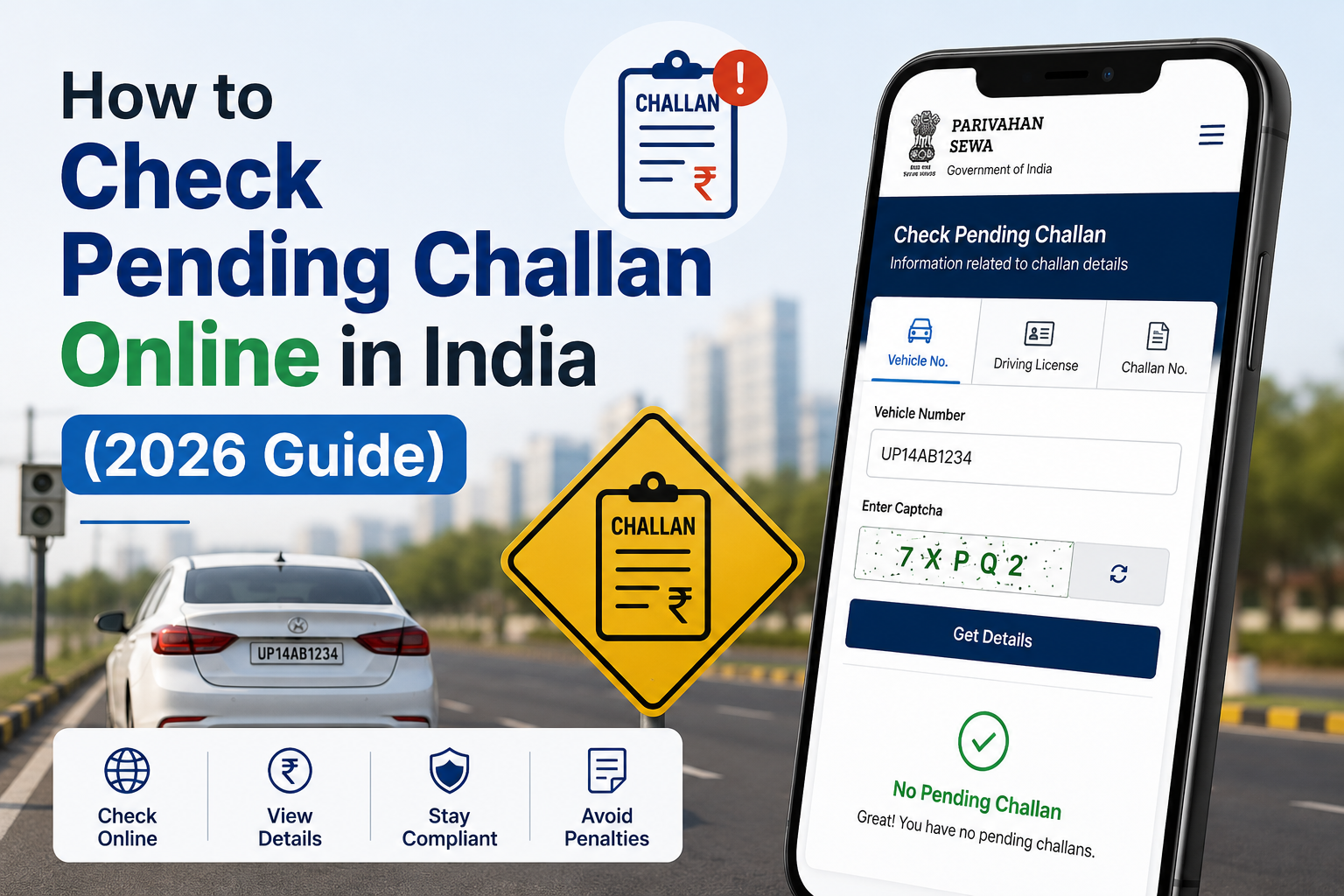 How to check pending challan online in India using vehicle number in 2026